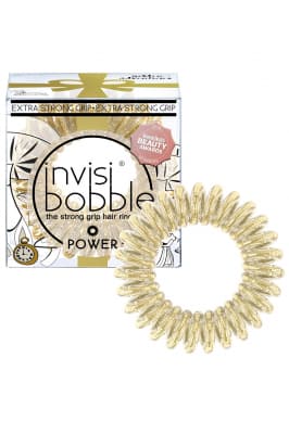 Invisibobble POWER Golden Adventure - Invisibobble POWER Golden Adventure резинка для волос золотая с блестками, 3 шт